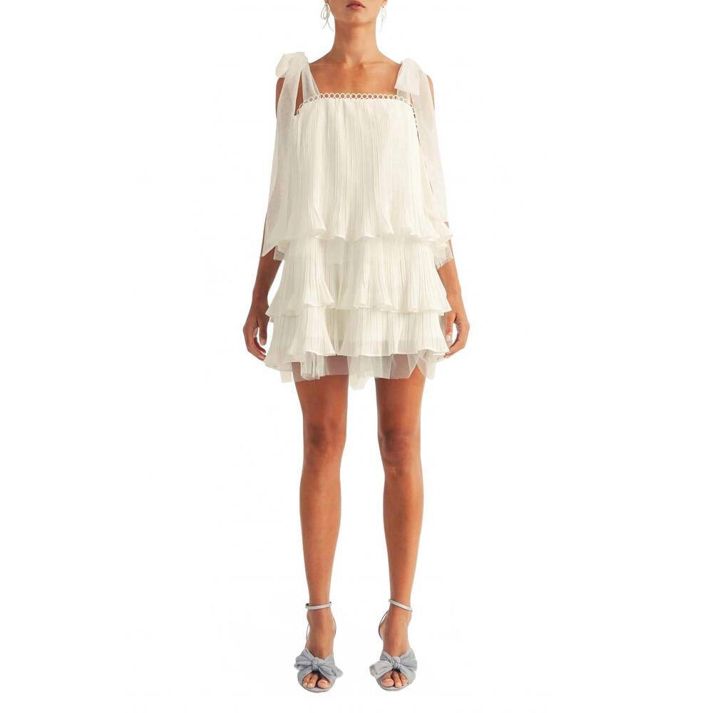 NEW AROSE STUDIO megan tiered mini dress in ivory